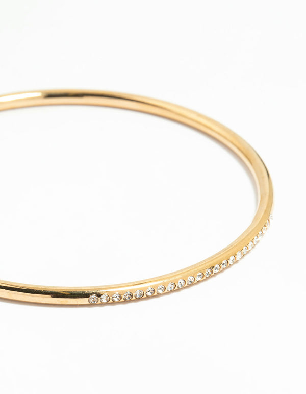 Waterproof Gold Plated Stainless Steel Diamante Bangle