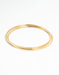 Waterproof Gold Plated Stainless Steel Clean Bangles 2-Pack - link has visual effect only