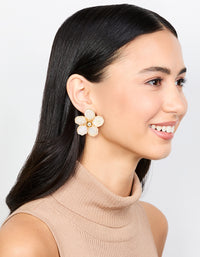 Rose Gold Diamante Flower Large Stud Earrings - link has visual effect only