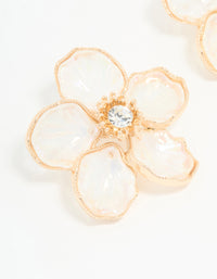 Rose Gold Diamante Flower Large Stud Earrings - link has visual effect only