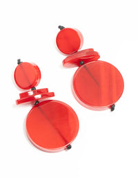 Red Layered Disc Drop Earrings - link has visual effect only