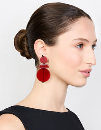 Red Layered Disc Drop Earrings - link has visual effect only