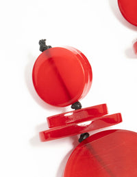 Red Layered Disc Drop Earrings - link has visual effect only