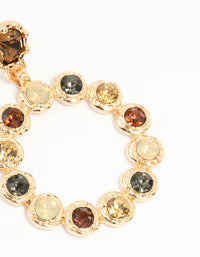 Gold Multi-Coloured Stone Circle Drop Earrings - link has visual effect only