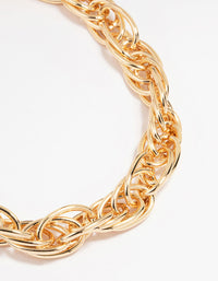 Gold Plated Chunky Wide Chain Necklace - link has visual effect only