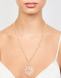 Gold Pearl Heart Pendant Necklace - link has visual effect only