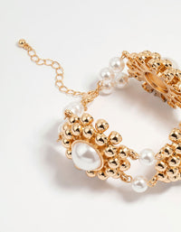 Gold Plated Flower Pearl Bracelet - link has visual effect only