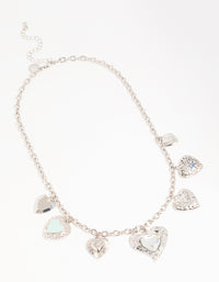 Silver Heart Charms Necklace - link has visual effect only