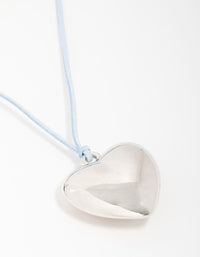 Silver Puffy Heart Cord Necklace - link has visual effect only