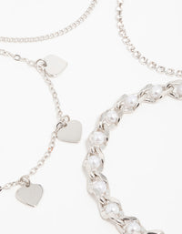 Silver Diamante & Pearl Mixed Bracelets 4-Pack - link has visual effect only