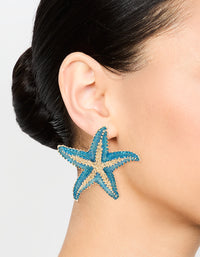 Blue Coated Metal Starfish Stud Earrings - link has visual effect only