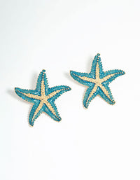 Blue Coated Metal Starfish Stud Earrings - link has visual effect only