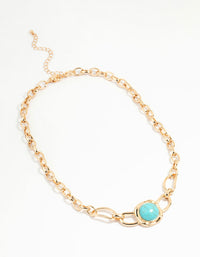 Gold Turquoise Pendant Necklace - link has visual effect only