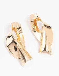 Gold Futuristic Twist Drop Earrings - link has visual effect only