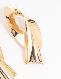 Gold Futuristic Twist Drop Earrings - link has visual effect only