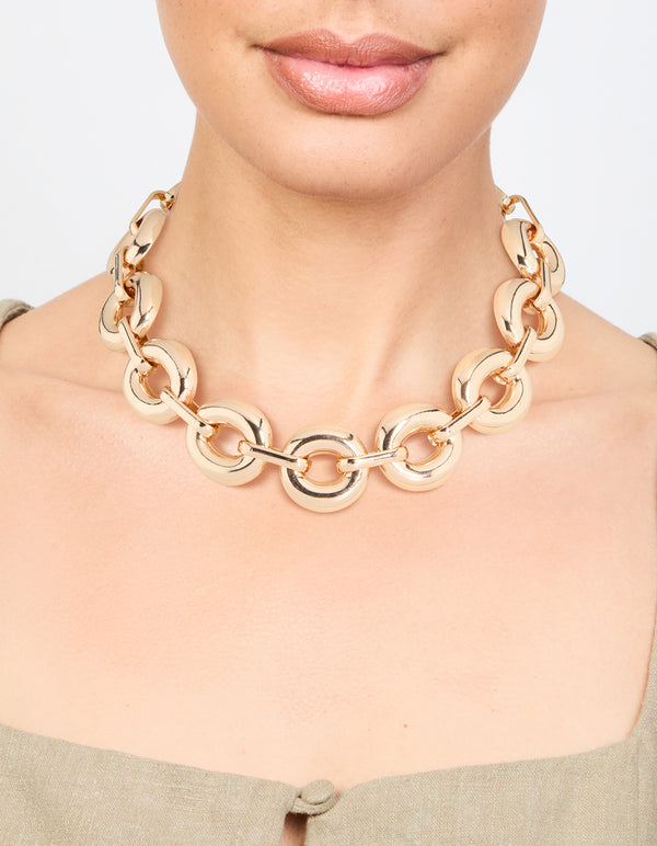 Gold Bold Round Chunky Chain Necklace