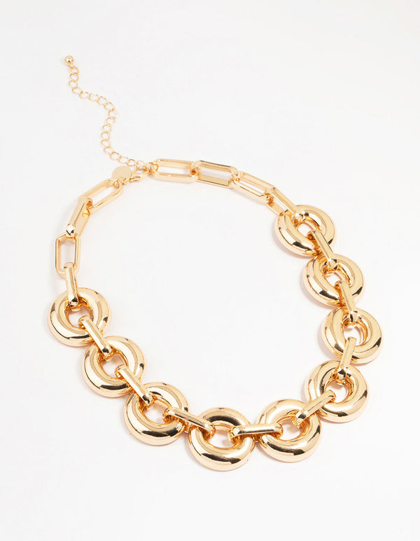 Gold Bold Round Chunky Chain Necklace