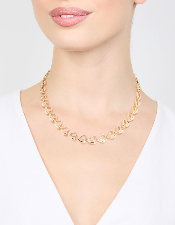 Gold Half-Filled Heart Chain Necklace
