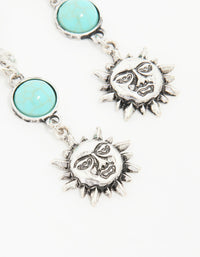 Antique Silver Turquoise Stone & Sun Drop Earrings - link has visual effect only