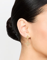 Gold Diamante Double Flower Drop Earrings - link has visual effect only