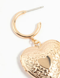 Gold Heart Locket Drop Earrings - link has visual effect only