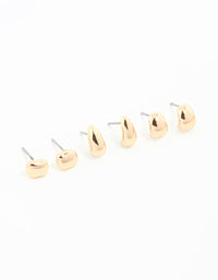 Gold Mini Stud & Hoop Earrings 3-Pack - link has visual effect only