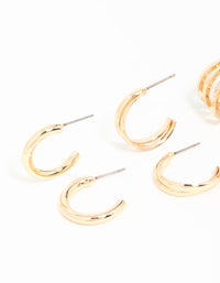 Gold Mixed Twisted Pearl Hoop Earrings 6-Pack - link has visual effect only