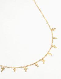 Gold Plated Mini Cross Charm Necklace - link has visual effect only