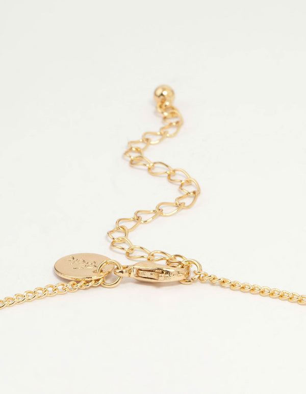 Gold Plated Cross & Heart Pendant Necklace