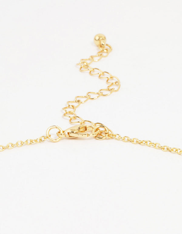 Gold Plated Blue Beaded Heart Locket & Cross Y-Necklace