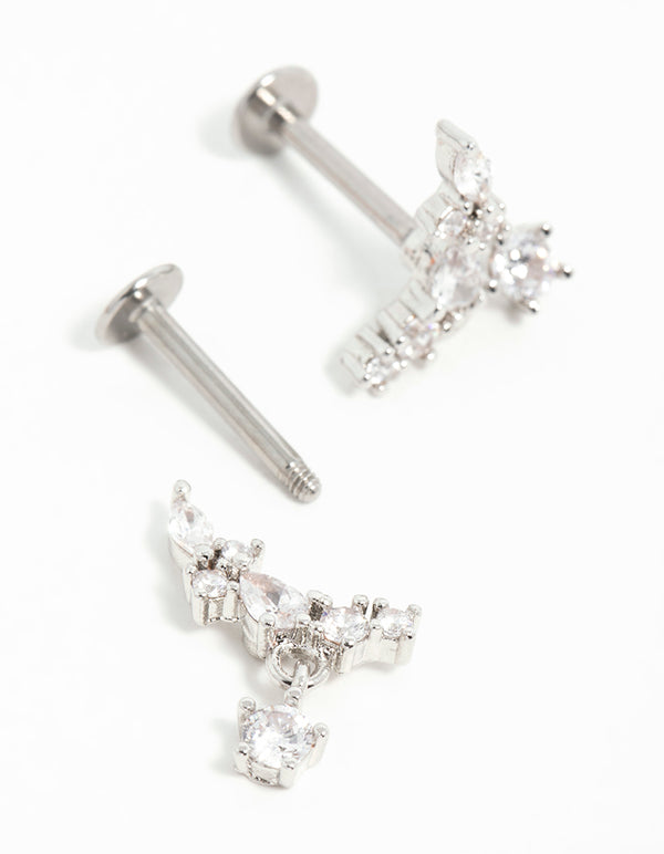 Surgical Steel Cubic Zirconia Marquise Flat Back Earrings