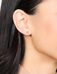 Gold Plated Surgical Steel Diamante Clover Flat Back Earrings - link has visual effect only