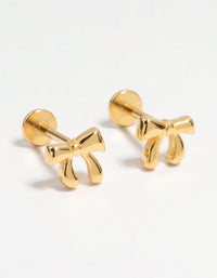 Gold Plated Surgical Steel Bow Flat Back Earrings - link has visual effect only