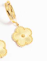 Waterproof Gold Plated Stainless Steel Flower Drop Hoop Earrings - link has visual effect only