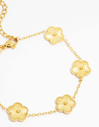Waterproof Gold Plated Stainless Steel Five Petal Flower Bracelet - link has visual effect only