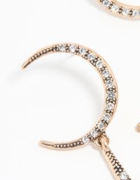 Antique Gold Diamante Celestial Large Drop Earrings - link has visual effect only