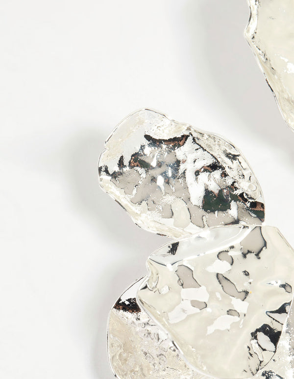 Silver Plated Half Flower Stud Earrings