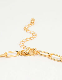Gold Plated Paperclip Link Chain Y-Necklace - link has visual effect only