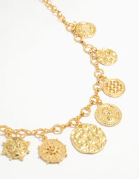 Gold Plated Coin Disc Charm Pendant Necklace - link has visual effect only
