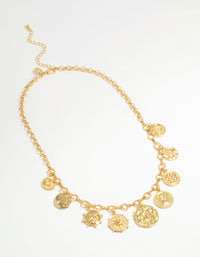 Gold Plated Coin Disc Charm Pendant Necklace - link has visual effect only