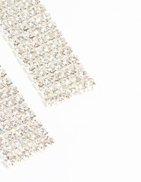 Silver Diamante Thick Straight Cupchain Drop Earrings - link has visual effect only