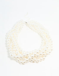 Silver Braided Pearl Layered Necklace - link has visual effect only