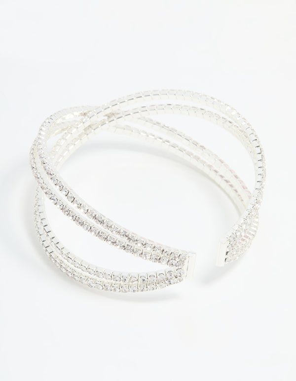 Silver Diamante Pavé Wrap Bangle