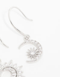 Silver Cubic Zirconia Moon & Sun Drop Earrings - link has visual effect only