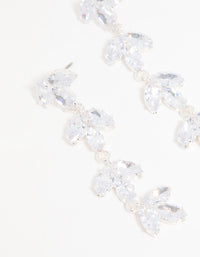 Silver Cubic Zirconia Flower Layered Drop Earrings - link has visual effect only