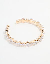 Gold Cubic Zirconia Mixed Shape Wrist Cuff - link has visual effect only