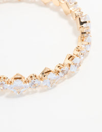 Gold Cubic Zirconia Mixed Shape Wrist Cuff - link has visual effect only