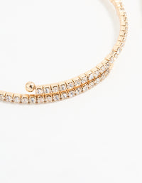 Gold Cubic Zirconia Round Wrist Cuff - link has visual effect only