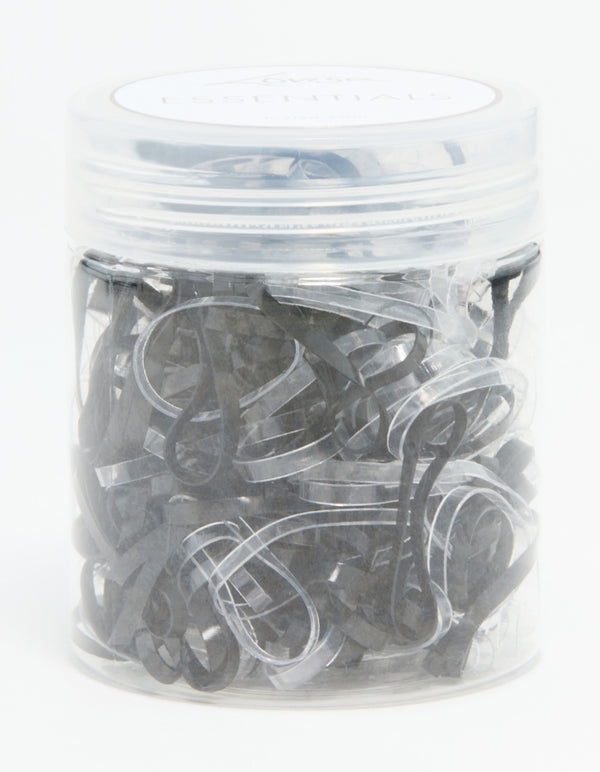 Black & Clear Elastic Hair Ties 300-Pack