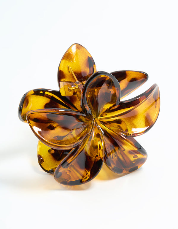 Neutral Acrylic Frangipani Flower Claw Clip